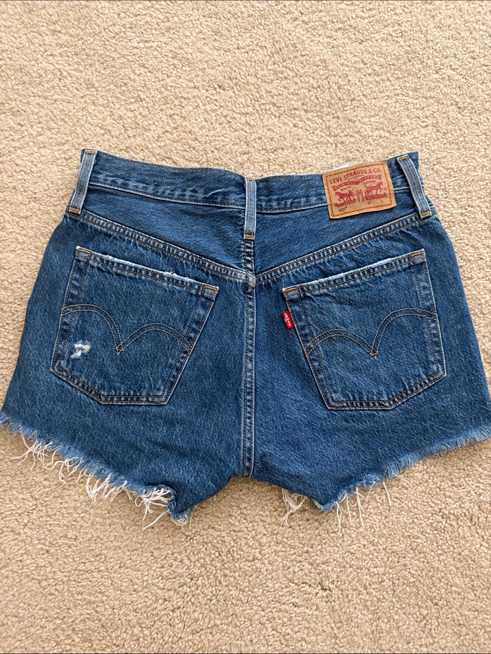 Levi's Women's Dark Blue Denim Cutoff Shorts with Frayed Hem